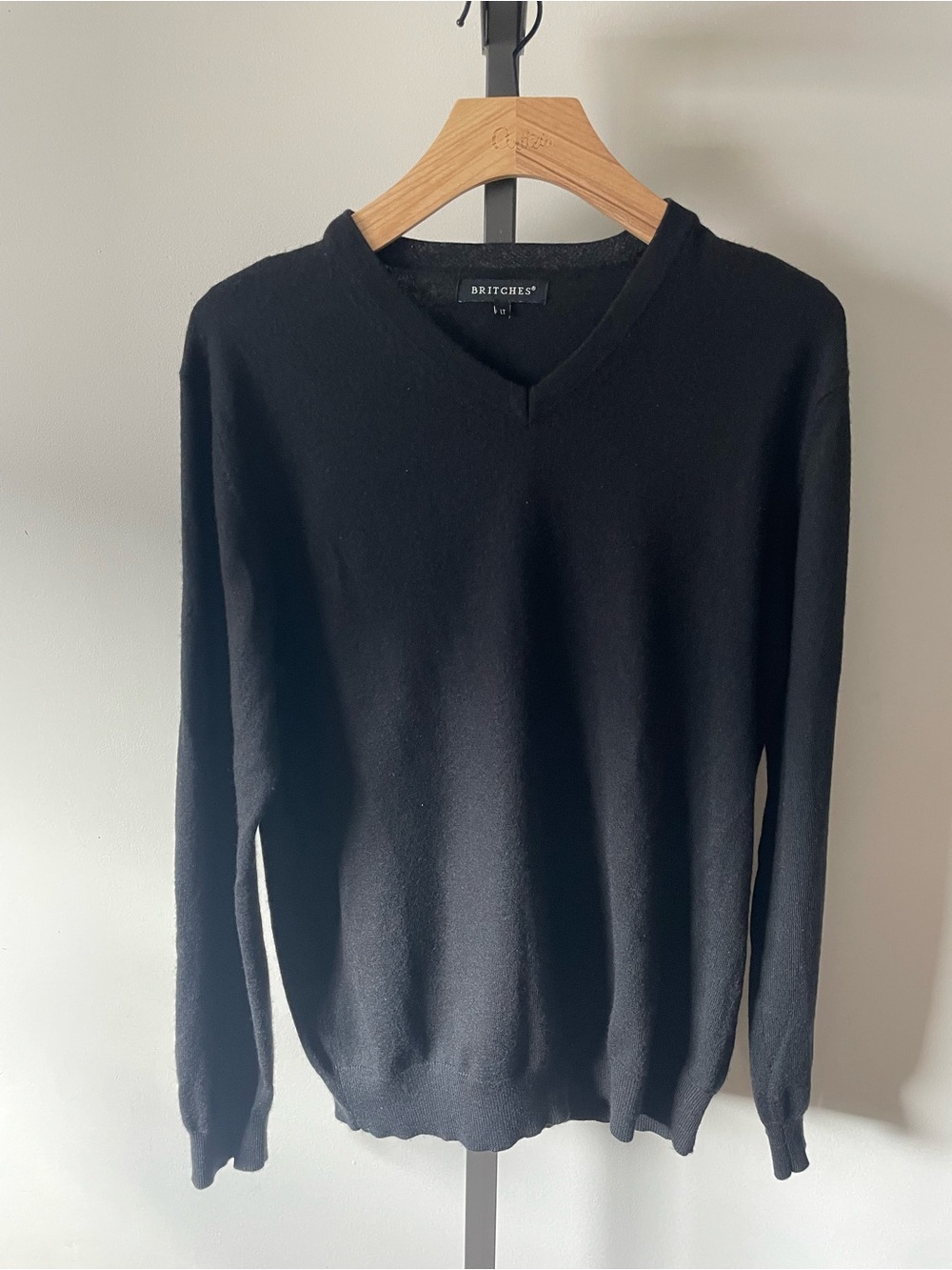 Britches Merino Wool Blend Vneck Sweater Black Mens